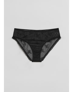 Sheer Embroidered Butterfly Briefs Black
