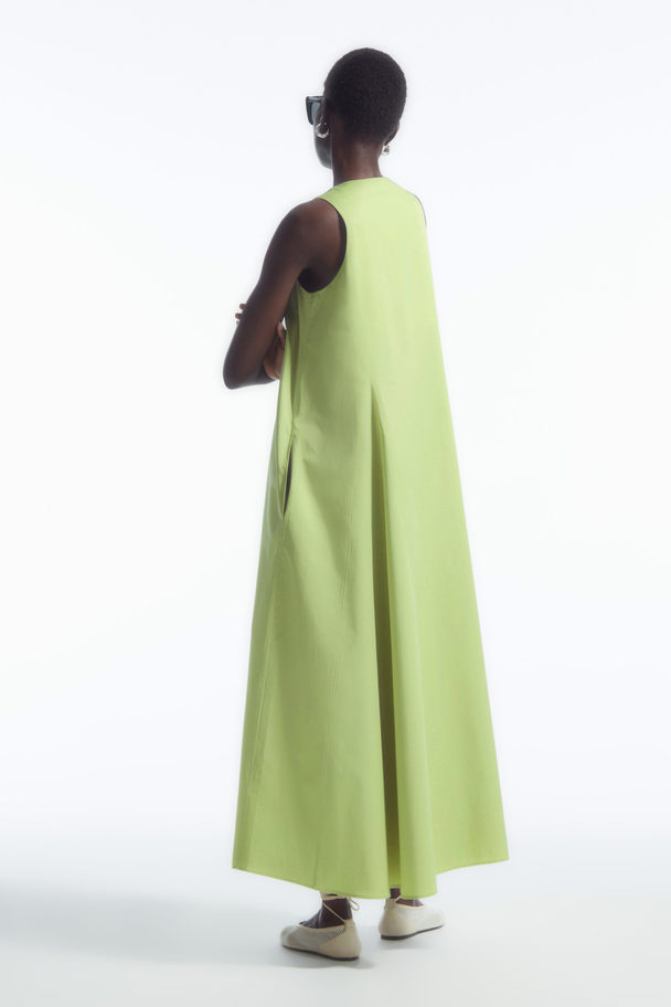 COS Voluminous V-neck Maxi Dress Green