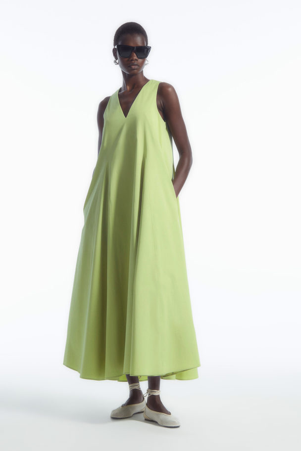 COS Voluminous V-neck Maxi Dress Green