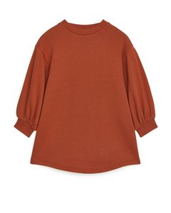 Puff Sleeve Sweatshirt Dress Terracotta