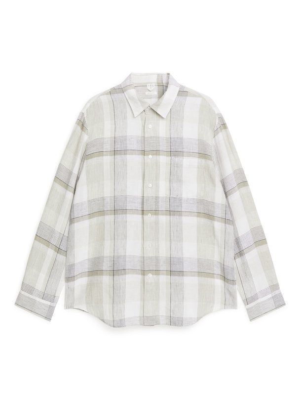 ARKET Relaxed-fit Linen Shirt Mole/checked