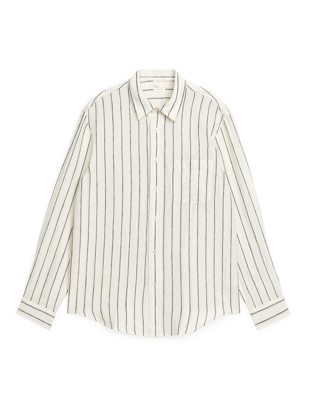 ARKET Skjorta I Linne Off-white/grå