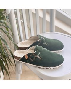 Peace Green Suede Home Slippers
