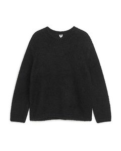 Knitted Mohair Jumper Off-black