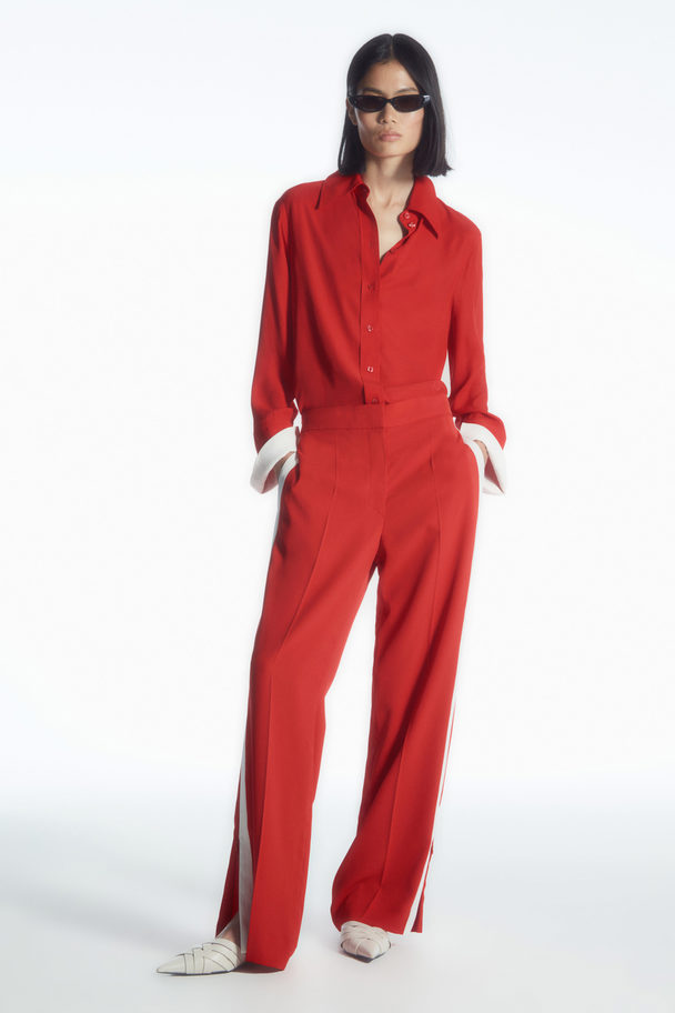 COS Striped Split-cuff Trousers Red / Off-white
