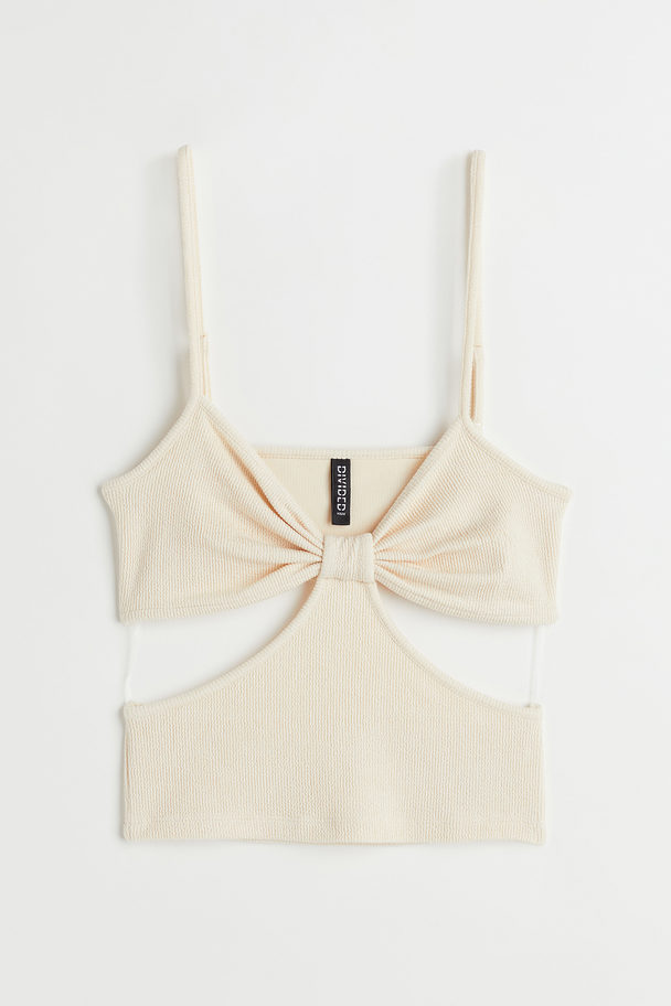H&M Crinkled Cut-out Top Light Beige