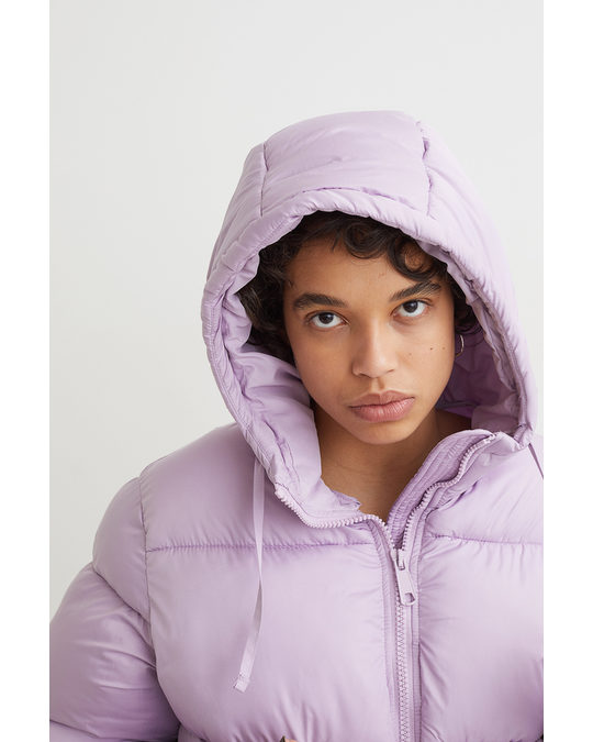 H&M Hooded Puffer Jacket Light Purple