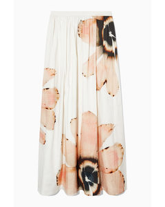Floral-print Beaded Maxi Skirt White / Floral