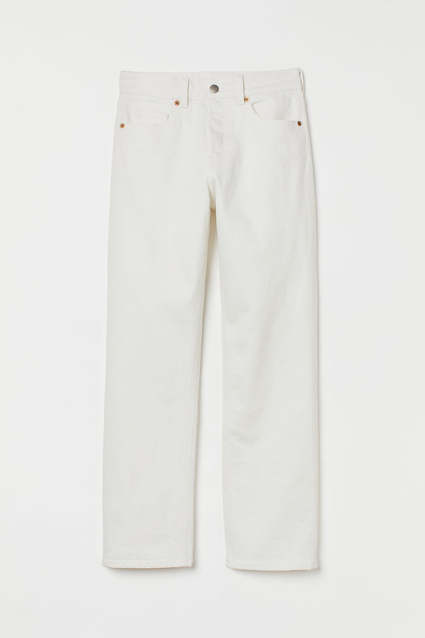 H&M Straight High Ankle Jeans Wit