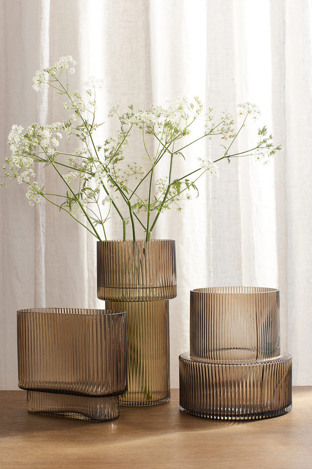 H&M HOME Oval Glass Vase Beige