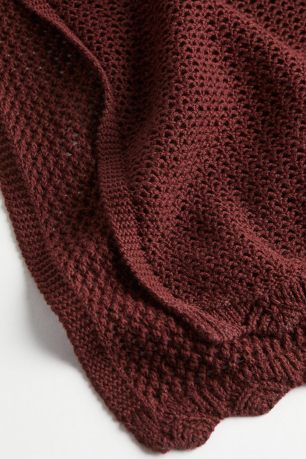 H&M Tie-detail Hole-knit Dress Dark Red