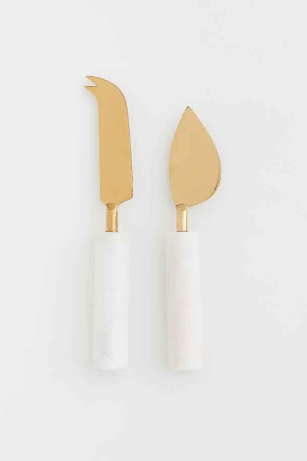 H&M HOME 2-pack Marble Cheese Knives Gold-coloured/white