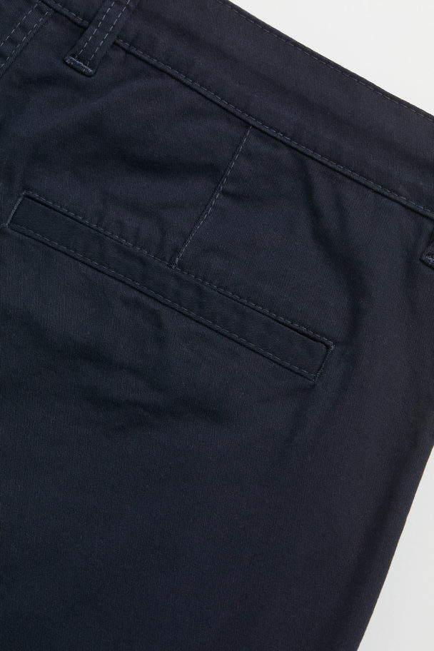 H&M Regular Fit Cotton Chino Shorts Dark Blue