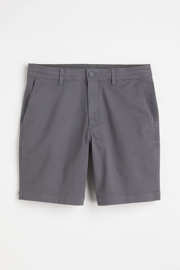 H&M Regular Fit Cotton Chino Shorts Dark Grey