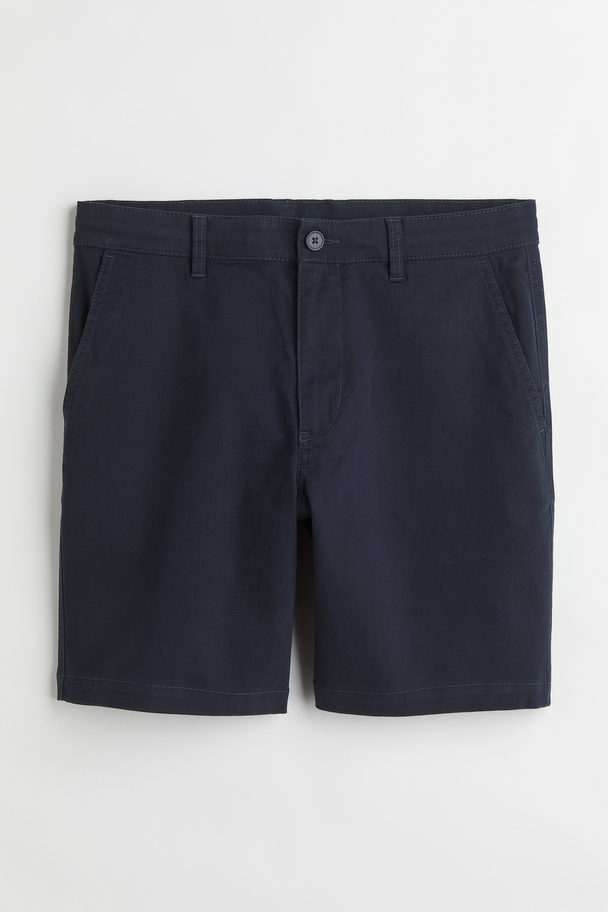 H&M Regular Fit Cotton Chino Shorts Dark Blue