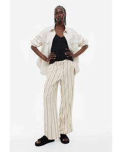 Linen-blend Trousers Light Beige/striped
