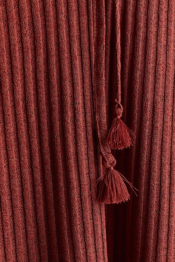 H&M Tie-detail Rib-knit Dress Rust Red