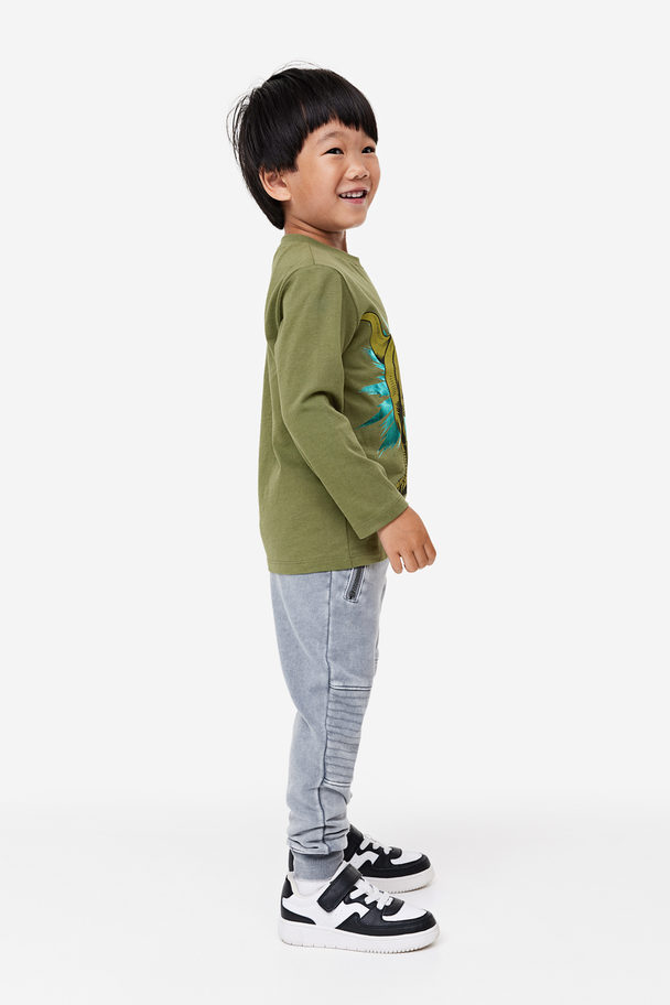 H&M 2-pack Long-sleeved T-shirts Khaki Green/jurassic World