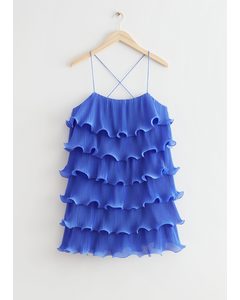 Strappy Ruffle Mini Dress Blue