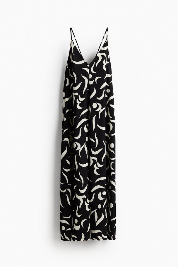 H&M Textured Jersey Maxi Dress Black/patterned