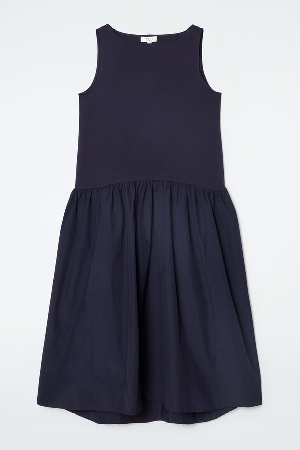 COS Voluminous Sleeveless Midi Dress Navy