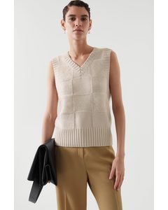 Checked Wool Vest Off-white