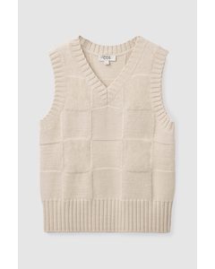 Checked Wool Vest Off-white