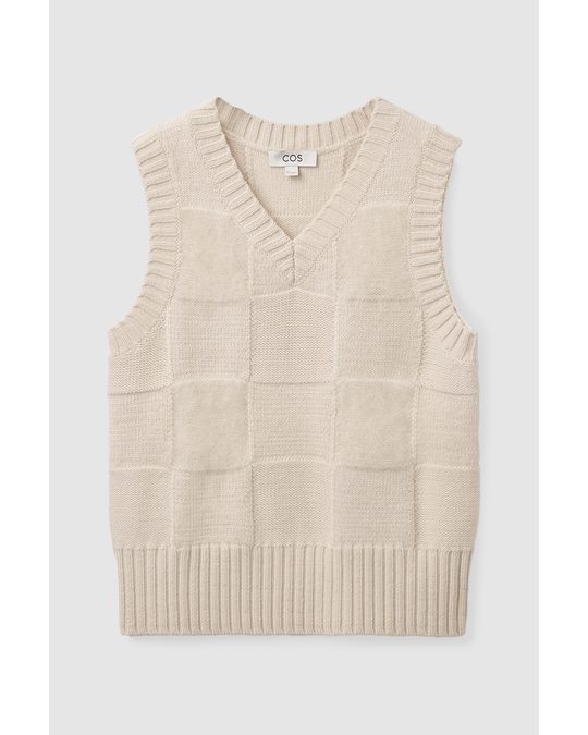 COS Checked Wool Vest Off-white
