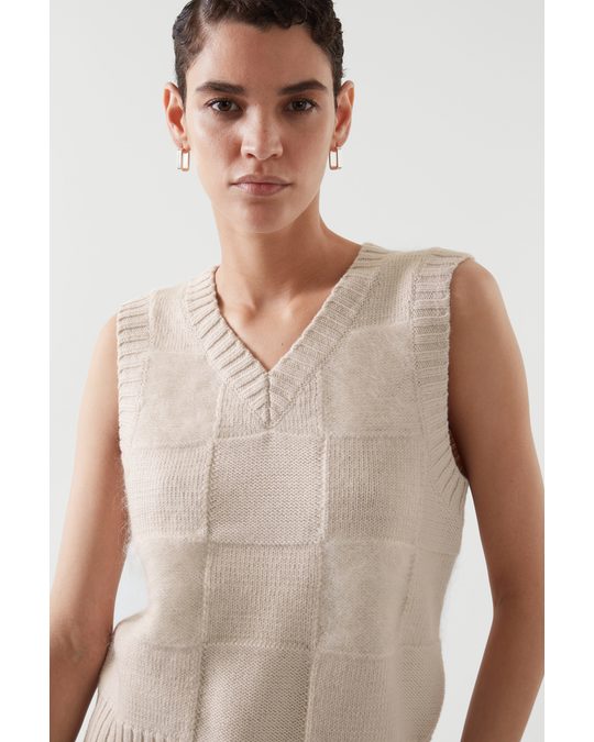COS Checked Wool Vest Off-white