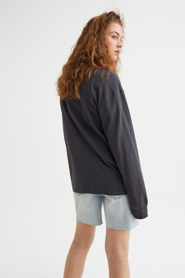 H&M Long-sleeved Printed Jersey Top Black/disney