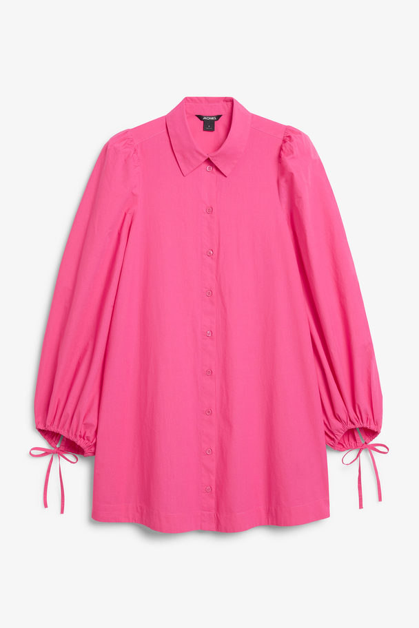 Monki Pink Mini Shirt Dress With Balloon Sleeves Pink