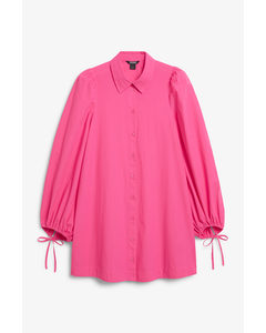 Pink Kort Skjortekjole Med Ballonærmer Lyserød