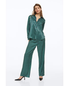 Satin Trousers Green/striped