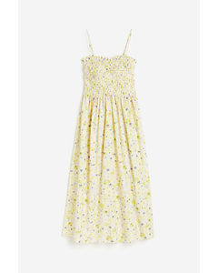 Smocked Cotton Dress Light Yellow/floral