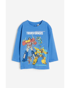 Printed Long-sleeved T-shirt Blue/transformers