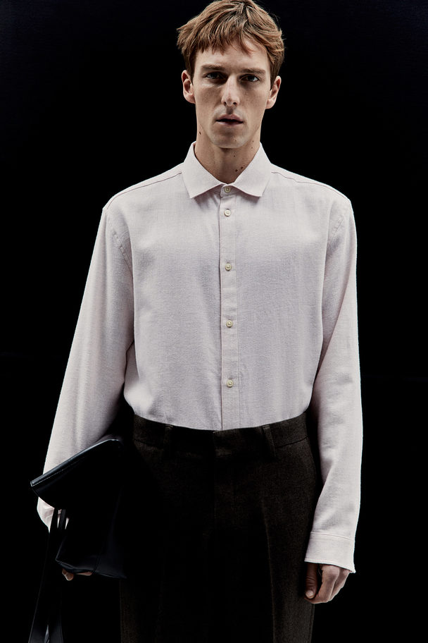 H&M Skjorte I Flonel Regular Fit Lys Rosa