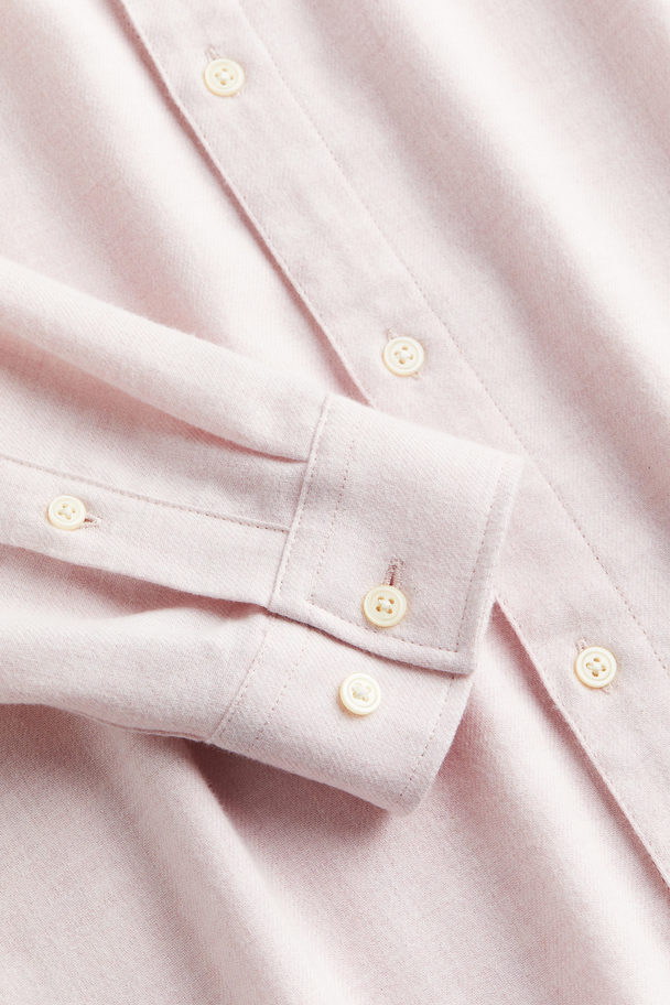 H&M Regular Fit Flannel Shirt Light Pink