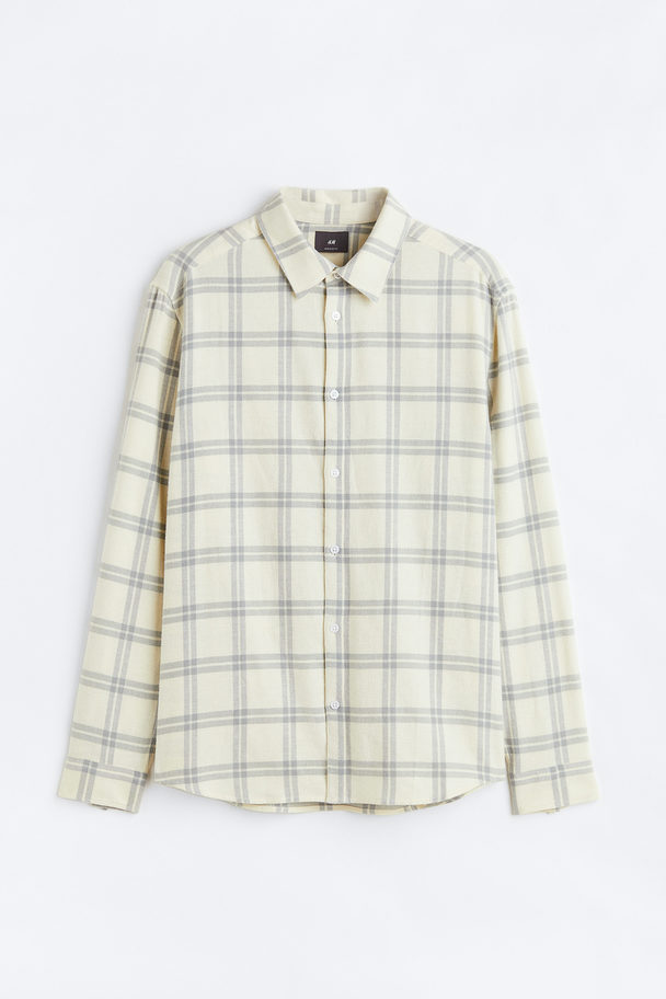 H&M Overhemd - Regular Fit Lichtbeige/lichtgrijs