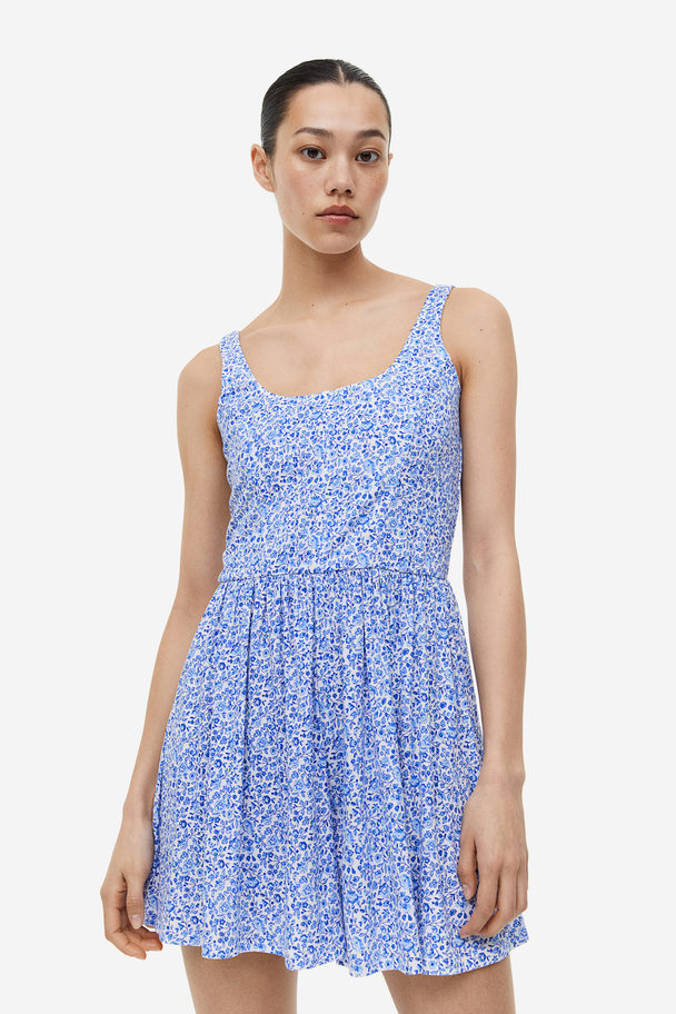H&M Jersey Playsuit White/blue Floral