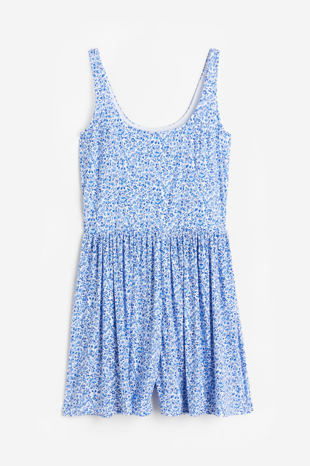 H&M Jersey Playsuit White/blue Floral