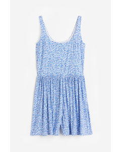 Jersey Playsuit White/blue Floral