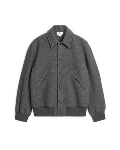 Wool Varsity Jacket Grey Melange