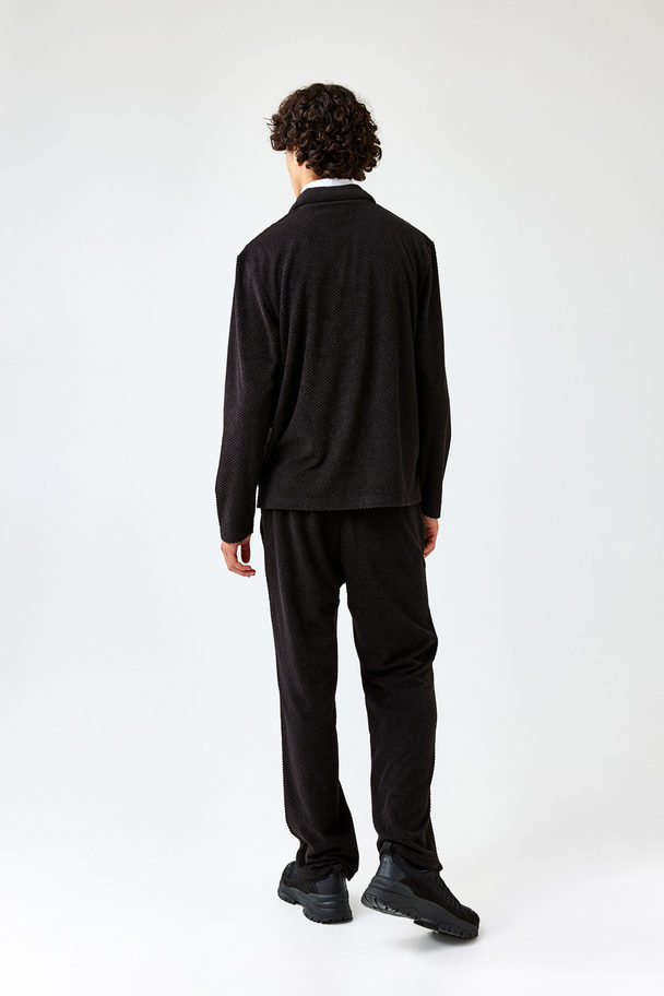 H&M Poloshirt Met Lange Mouwen - Regular Fit Zwart