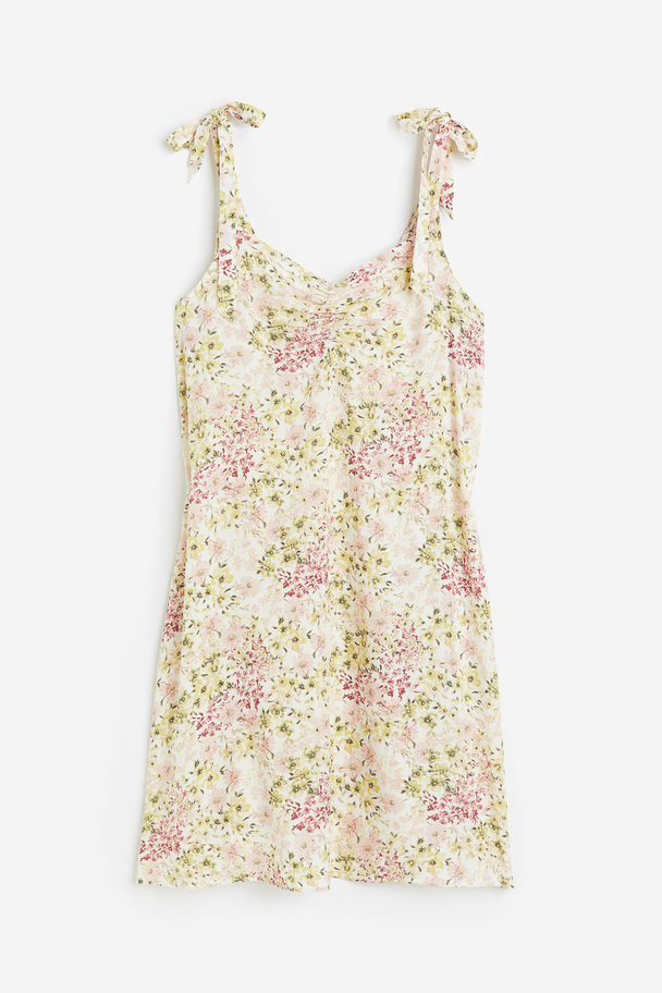 H&M Mama Tie-detail Dress Cream/floral