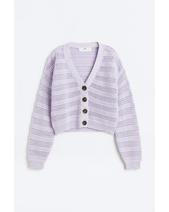 Rib-knit Cotton Cardigan Light Purple