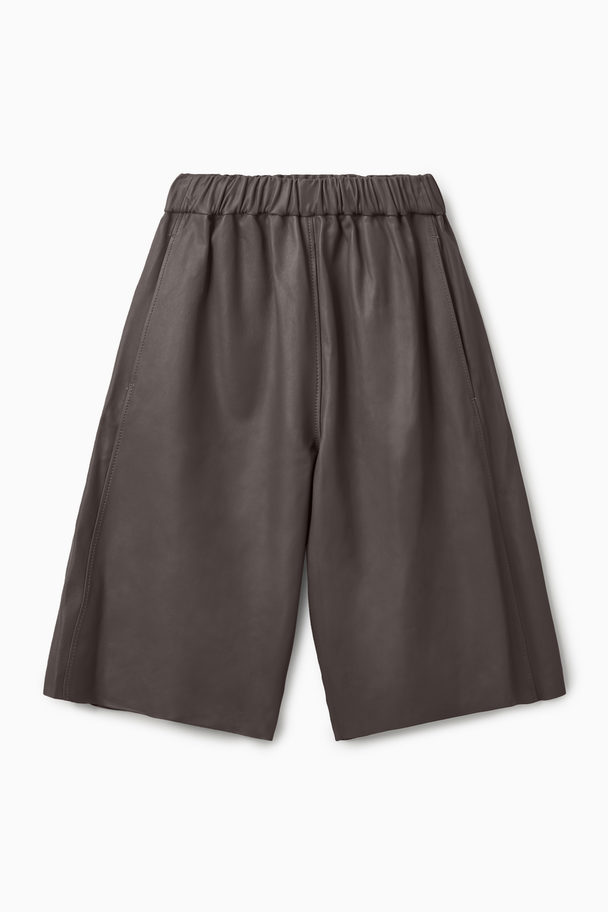 COS Leather Bermuda Shorts Dark Brown