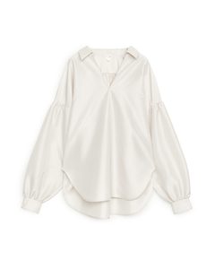 Puff Sleeve Pop-over Blouse Off White