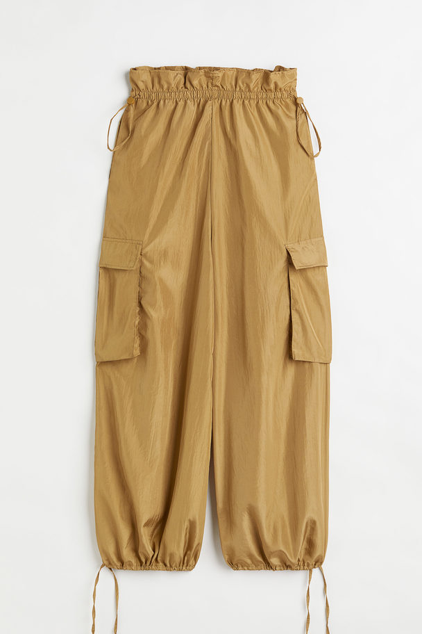 H&M Voluminous Cargo Trousers Olive Green