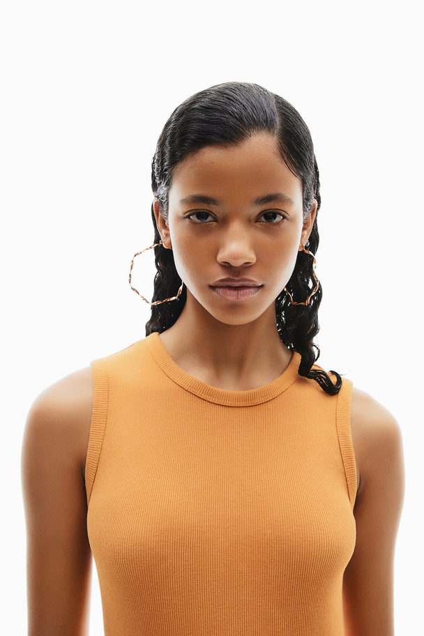 H&M Geripptes Bodycon-Kleid Orange/Ausgewaschen
