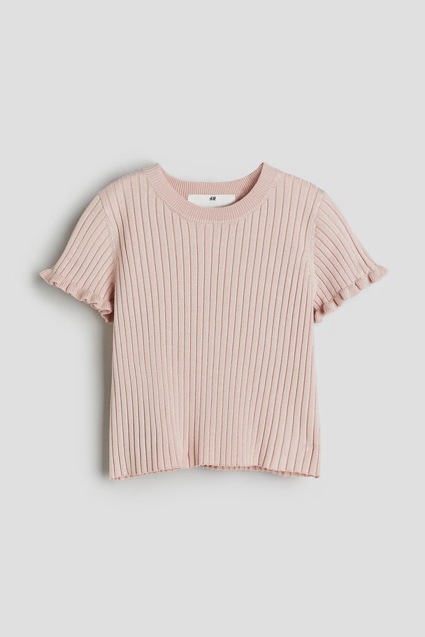 H&M Rib-knit Top Dusty Pink